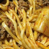 続一人暮らしのピリ辛キムチ牛肉焼うどん